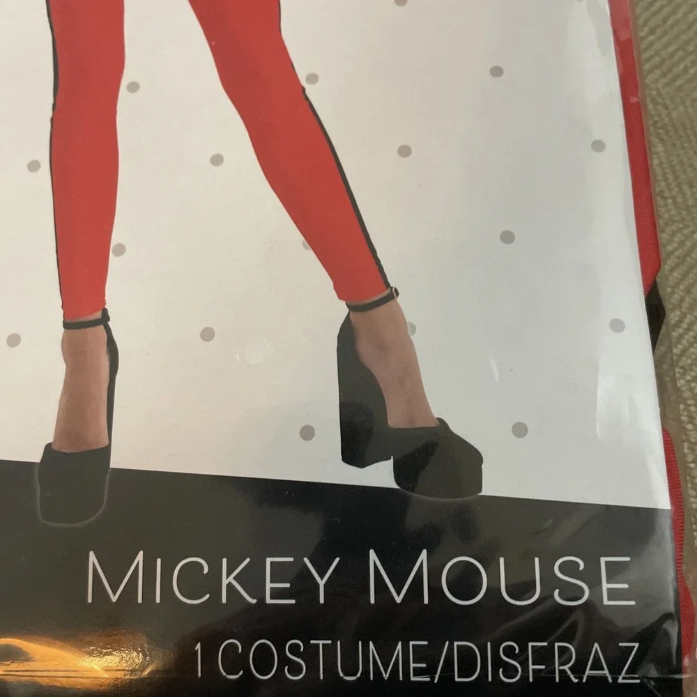Disney's Micky Mouse Costume Adult SZ‎ Large Disney  Catsuit Headband Tail NWT